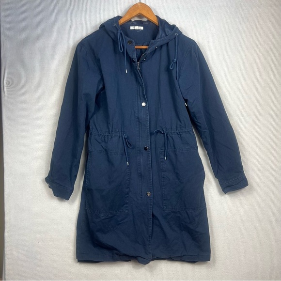 Tea N Rose Hooded Utility Trench Coat Jacket Floral Embroidery Boho Size S/M - Picture 3 of 11